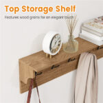 Wall Mount Coat Rack with Shelf - 31.5"x5.5"x8", 6 Hooks & 110LBS Capacity (Natural) - Image 7