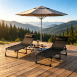 Black 2 Folding Chaise Lounge Pool Chairs – for Poolside Tanning, Pillow, Breathable Mesh - Image 5