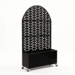 Arched Decorative Privacy Screen with Planter Box, 70.87" Tall Metal Freestanding Fence Planter, 46.8"×15.75"×16.92" Planter Box for Patio Balcony Backyard