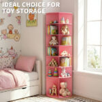 7-tier, 360° rotating wood-plastic composite shoe rack, 60*60*184cm, pink - Image 14