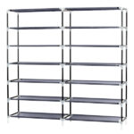 7 Tiers Portable Shoe Rack Closet Fabric Cover Shoe Storage Organizer Cabinet Gray - Image 17