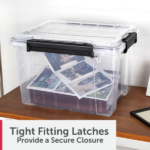 (4 pack) 34 Quart WaterProof Clear Plastic Storage Bin with Lid, Gasket Seal and Durable Latches, Black(Shipment from Walmart) - Image 5