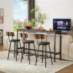 Rubber wood soft bag deep walnut dining table and chair set 1 table 4 chairs beige cushion rectangular - Image 41