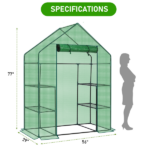Mini Walk-in Greenhouse with PE Cover, 4-Shelf Indoor Outdoor Plant Gardening Green House for Garden Backyard, 56" x 29" x 77", Green - Image 21