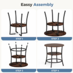 2-Tier Round Side Table Space-Saving End Table for Small Living Room & Bedroom Rust Brown - Image 2