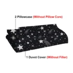 3 Piece Sparkle Black Meteor Shower Printed Duvet Cover Set Twin Size for Home Bedroom Decor - Image 5