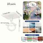 6 adhesive ceiling hooks, 30 pound heavy-duty ceiling hooks, used for hanging plants, no drilling required wall hooks, adhesive hangers, used for hanging lamps, wind chimes, lanterns, multifunctional hooks - Image 4