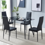4pcs Elegant Assembled Stripping Texture High Backrest Dining Chairs Black Replace encoding 13028198-18410366 - Image 122