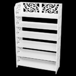 Wood-plastic Board Six Tiers Carved Shoe Rack White B - Image 2