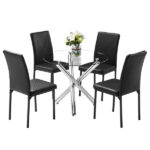 90*90*75cm Round Glass Dining Table Transparent Glass Table Leg Cross Design - Image 9