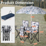 Portable Outdoor 2-Seat Folding Chair with Removable Sun Umbrella Coconut Tree - Image 2