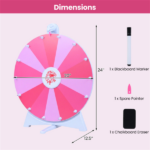 24" Spinning Prize Wheel with Foldable Stand Stand-Up & Tabletop Fortune Wheel - Pink - Image 4