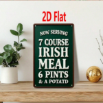 CIFbuy Vintage Irish Meal Metal Sign, Now Serving 7 Course" Course Irish Meal 6 Pints & A Potato, Potato, Weatherproof Rustproof 2D Flat Unframed Wall Serving 7 ikTok, Serving 7 ikTok, t Self-pickup Logiopics - Image 7