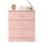 3-Drawer Chest with Faux Rose Gold Handles Drawer Dresser 22.05*12.99*25.98in Pink - Image 2