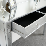 2-Drawer Modern Style Computer Desk MDF Mirror Dressing Table 41.34*14.17*29.92in Silver - Image 12