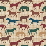 Blanket "Colorful Horses" Beige Plaid Flannel Throw 50" x 60" - Image 2