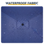 10 x 6.5 FT Square Patio Umbrella, Tilting Outdoor Sun Umbrella with 6 Iron Ribs and Iron Central Pole, Polyester Fabric Outdoor Shade Umbrella Navy Blue - Image 6