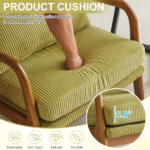 Low Arm Accent Chair - Olive Green Corduroy Upholstered Indoor Lounge Chair, Compact Single Seater with Sturdy Frame (330LBS Weight Capacity) - Image 3