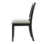 2-Piece Modern Scandinavian Dining Chairs, Curved Wood Backrest with Gray Fabric Seat, Finish for Dining Room and Apartment, Easy to Assembly -BLACK - Image 3