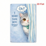 CIFbuy Vintage Cat Fish Treasure Metal Sign, 2D Flat Wall Art Waterproof Rust-Proof Hanging Plaque, Stylish Home Decor Ornament Gift TikTok, TikTok, roof Hanging Plaque Self-pickup Logiopics - Image 2