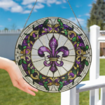 CIFbuy 7.87 Inch Louisiana Fleur De Lis Acrylic Stained Glass Suncatcher Window Decor (TikTok, temu pick-up service) - Image 3