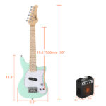 Do Not Sell on Amazon 30in Maple Fingerboard Mini Electric Guitar Kit with 5W Amplifier Bag String Shoulder Strap Plectrum Cord Wrench Tool Light Green - Image 16
