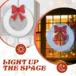 36in Pre-lit Outdoor Christmas Wreath Decoration, Lighted Metal Wreath with Red Bow, Remote Control LED Lights with Timer, for Front Door Gate Wall Indoor Outdoor Holiday Party, White - Image 7