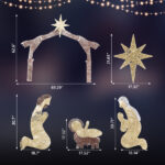 6ft Brown Roof 190LED Lights Nativity Scene Garden Jesus Decoration - Image 3