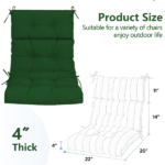 High Back Chair Cushions Set of 2, Waterproof Outdoor Rocking Chair Cushion with Ties, Rocking Chair Cushion for Outdoor Patio, Garden Porch - Image 2