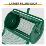 Compost Spreader with Adjustable Handle, 24" Wide, Lawn and Garden Peat Moss Roller with Side Latches, Powder Coated Steel Mesh Basket for Spreading Manure, Topsoil, Green - Image 7