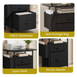 File Cabinets, Storage Cabinets for Hanging Files Letter/Legal/F4/A4 Size, Black - Image 6