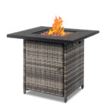 28-Inch Fire Table 50000 BTU Gas Firepit with Volcanic Stone Black