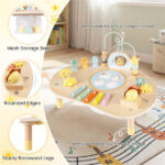 7-in-1 Wooden Baby Activity Table 12M+ Sensory Play Table with Music & Shape Sorting - Image 9