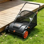 21" Push Lawn Sweeper with 2 Brushes, Heavy Duty Steel & Plastic Wheels, 3.5 cu. ft. Leaf Collector - Image 6