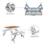 Same Code 44641025 136*85.5*67cm 50kg Aluminum Alloy Table And Chair One Piece Camping One Piece Table And Chair Wood Grain Color - Image 8