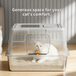 White stainless steel fully enclosed cat litter box, durable enclosed cat litter box, high side to prevent scattering - Image 6