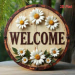 CIFbuy Welcome | Daisy Pattern Circular Iron Sign, 2D Flat Vintage Metal Wall Art, Rustic Welcome Theme Decor For Bedroom Bathroom Livi TikTok, TikTok, Livi Self-pickup Logiopics - Image 7