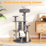 40" Multi-Level Cat Tree for Munchkin & Old Cats - Stable Wide Base, Soft Padded Perch + Large Condo (Gray) - Image 8