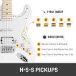 [Do Not Sell on Amazon] GST Stylish H-S-S Pickup Electric Guitar Kit with 20W AMP Bag Guitar Strap White - Image 2