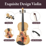 Professional 4/4 Full-Size Violin - Premium Sound, Durable & Lightweight Design with Complete Accessories, Exquisite Handcrafted Finish, Ideal Unique Gift for Musicians - Image 3