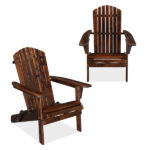 Folding Wooden Adirondack Lounger Chair with Natural Finish - Image 2