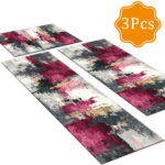 Three-piece kitchen rug set, non-slip and washable, abstract pattern kitchen hallway rug, soft and comfortable, suitable for sinks, floors, entrances, hallways and bathrooms. - Image 2