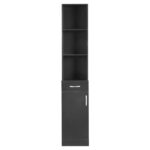 MDF With Triamine One Door One Drawer Three Compartments High Cabinet Bathroom Wall Cabinet Black