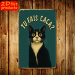 CIFbuy Vintage Black Cat Metal Wall Sign, TU FAIS" CACA? French Text Funny Decor, Weatherproof Rustproof UV Resistant, Weatherproof Rustproof UV Resistant, 7.87x11.81 Inch 2 TU FAIS CAikTok, TU FAIS CAikTok, t Self-pickup Logiopics - Image 4