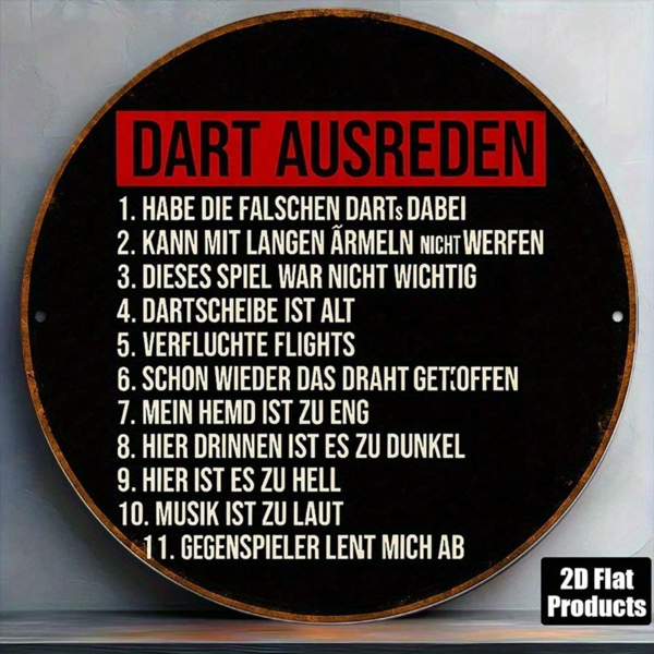 CIFbuy 1pc 8-Inch Round German Dart Rules Sign, Vintage Aluminum Score Guide Wall Plaque, Dartspeak Excuses Decor For Bars & Game Rooms TikTok, TikTok, e Self-pickup Logiopics