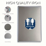 CIFbuy Traditional Tin Restroom Sign 8x12 Inch, 2D Flat" Wall Mounted Bathroom Directional Sign With Male Female Symbols, Sign With Male Female Symbols, Durable Metal 2D FikTok, 2D FikTok, t Self-pickup Logiopics - Image 6