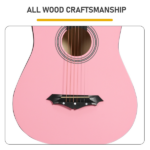Matte Pink 38-inch Acoustic Guitar with Picks, Strings, Capo, Case, Tuner, and Strap - Image 8