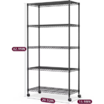 5-Tier Wire Storage Shelves,1250 Lbs Loading Capacity,29.92" W x 13.98" D x 61.02" H,Black - Image 2