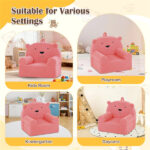 Bear-Shaped Kids Sofa, Teddy Fleece Foam Chair for Toddlers 3+, Portable Bear-Shaped Couch (Pink) - Image 5
