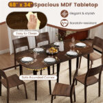 45" Extendable Dining Table Set, 2 Half-Round Tables Convertible to Oval for 4-6 People Walnut - Image 7